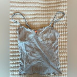 Free People Soft Gray Ribbed Top